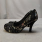 Irregular Choice Black Flower Pattern Court Heels Shoes Women UK 6 EU 39