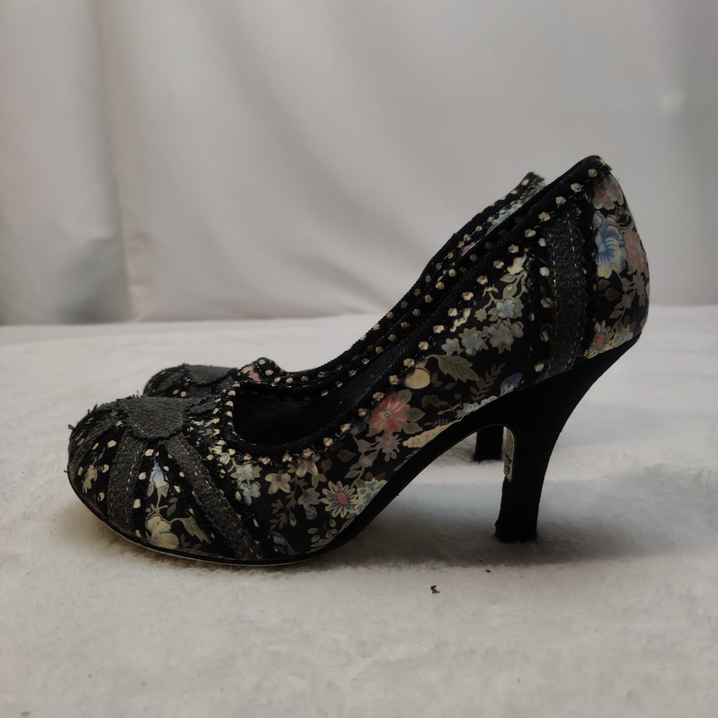 Irregular Choice Black Flower Pattern Court Heels Shoes Women UK 6 EU 39