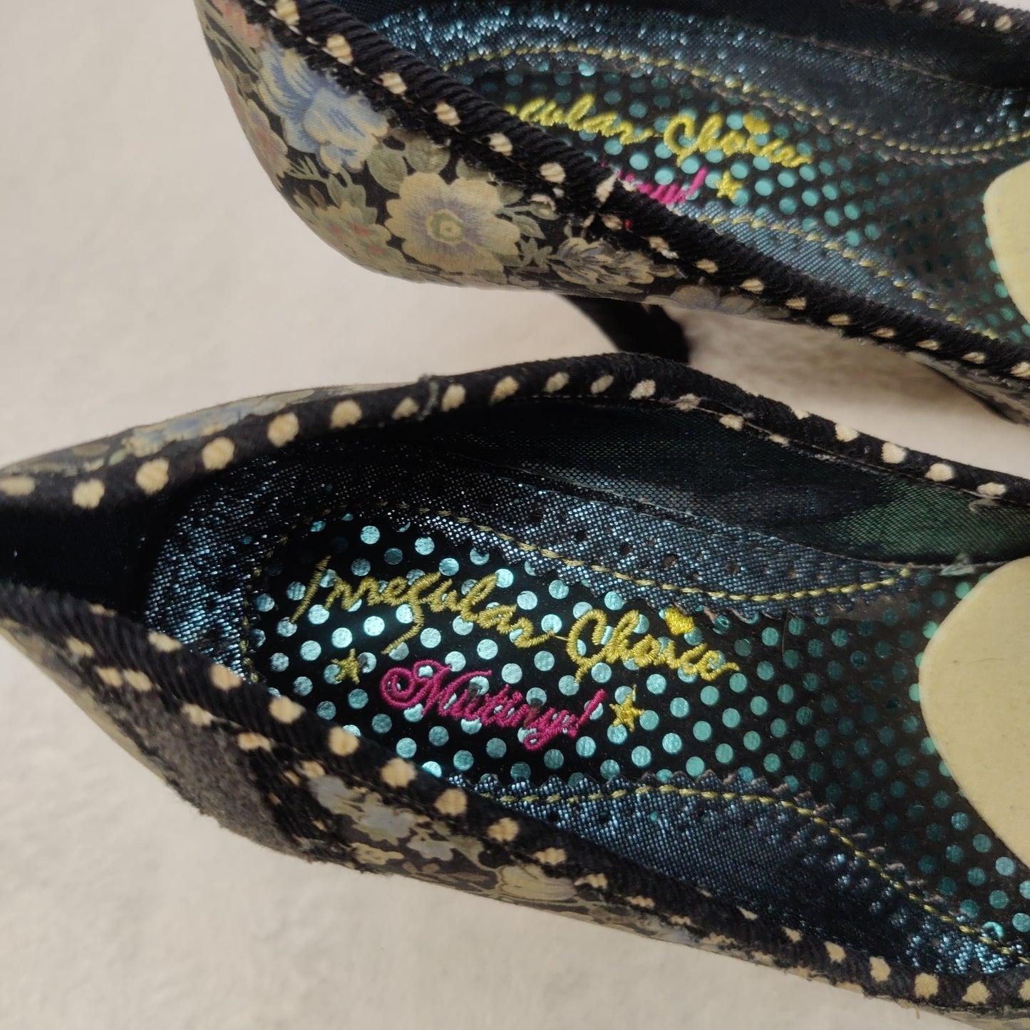 Irregular Choice Black Flower Pattern Court Heels Shoes Women UK 6 EU 39