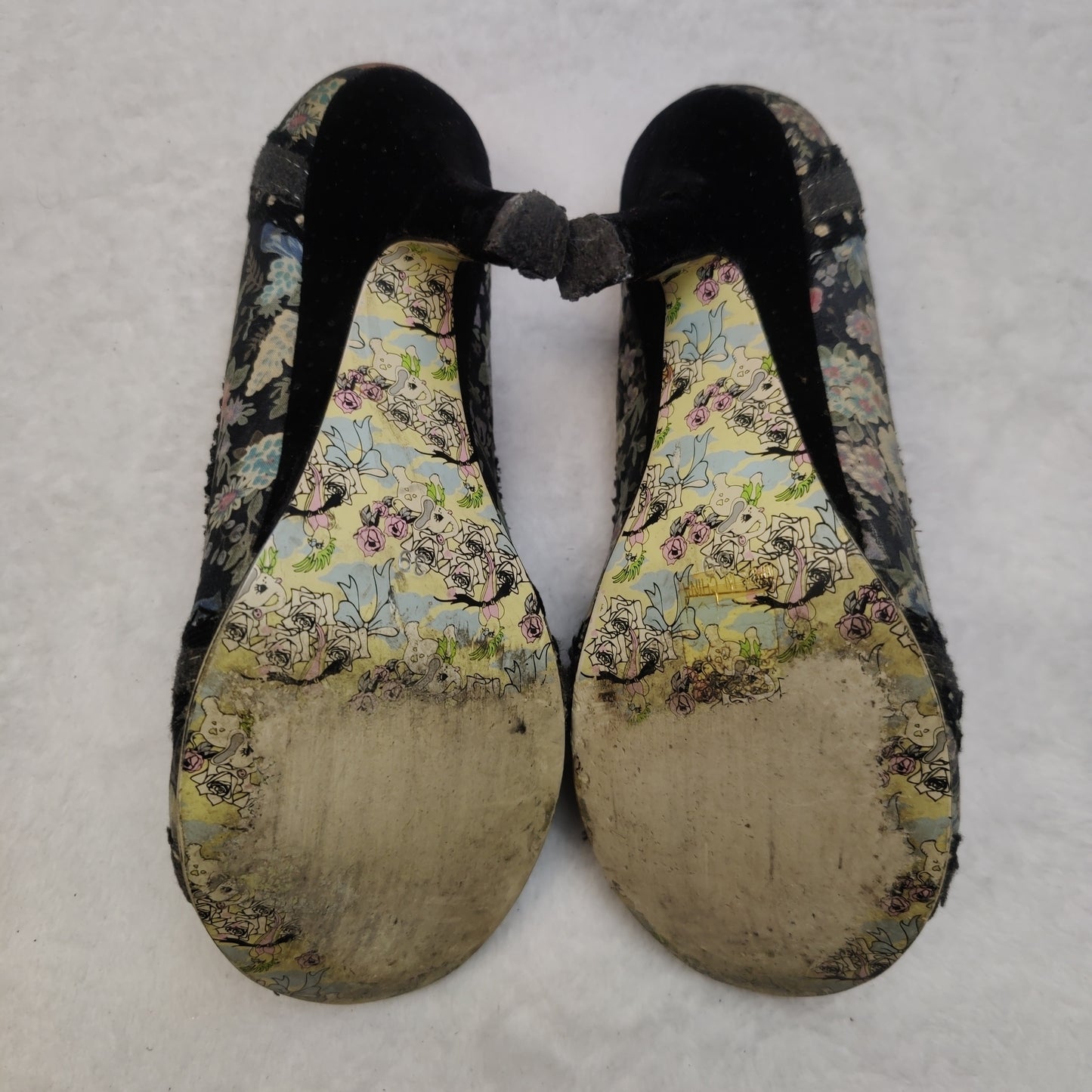 Irregular Choice Black Flower Pattern Court Heels Shoes Women UK 6 EU 39