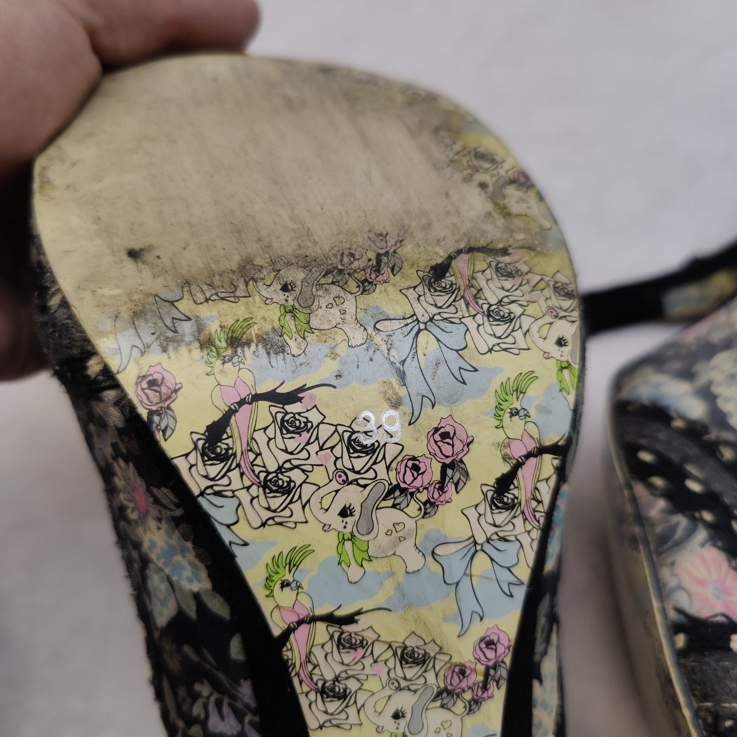 Irregular Choice Black Flower Pattern Court Heels Shoes Women UK 6 EU 39