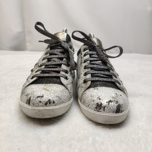 Mamzelle White/Silver Leather Sneaker Shoes Women Size UK 6 EU 39
