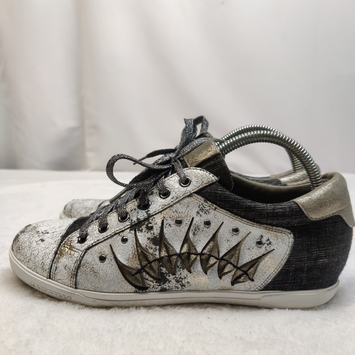 Mamzelle White/Silver Leather Sneaker Shoes Women Size UK 6 EU 39