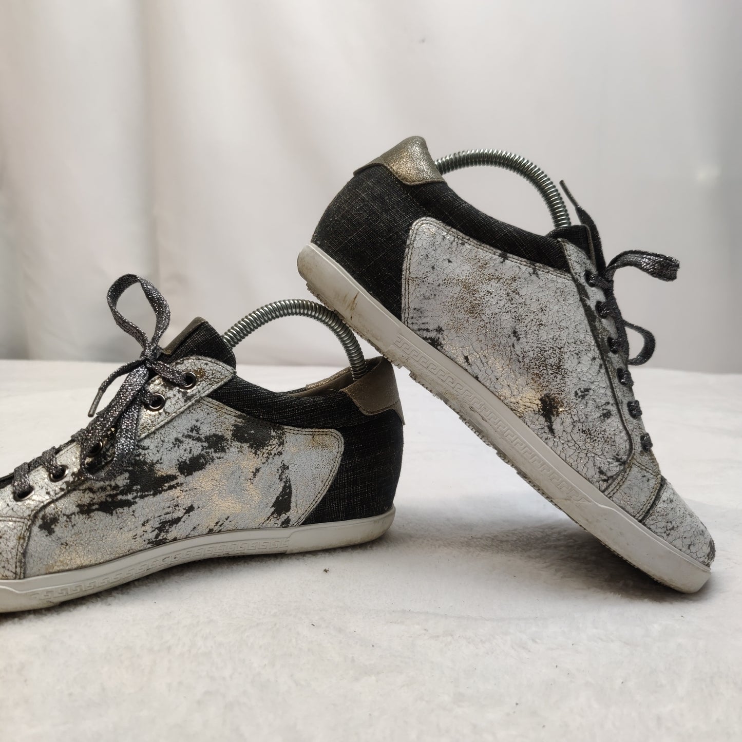 Mamzelle White/Silver Leather Sneaker Shoes Women Size UK 6 EU 39