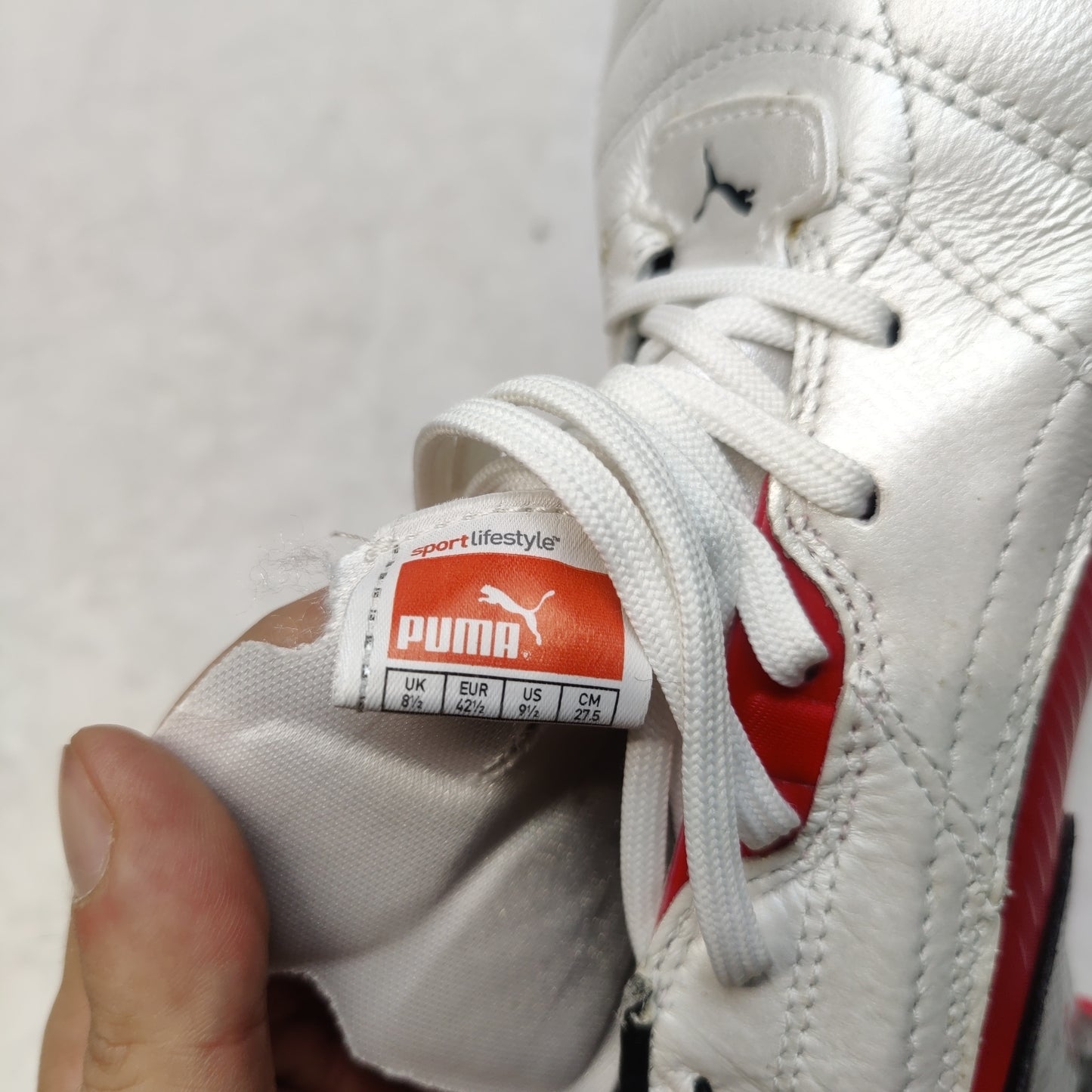 Puma King White/Red/Black Sneaker Trainers Shoes Men Size UK 8.5 EU 42.5