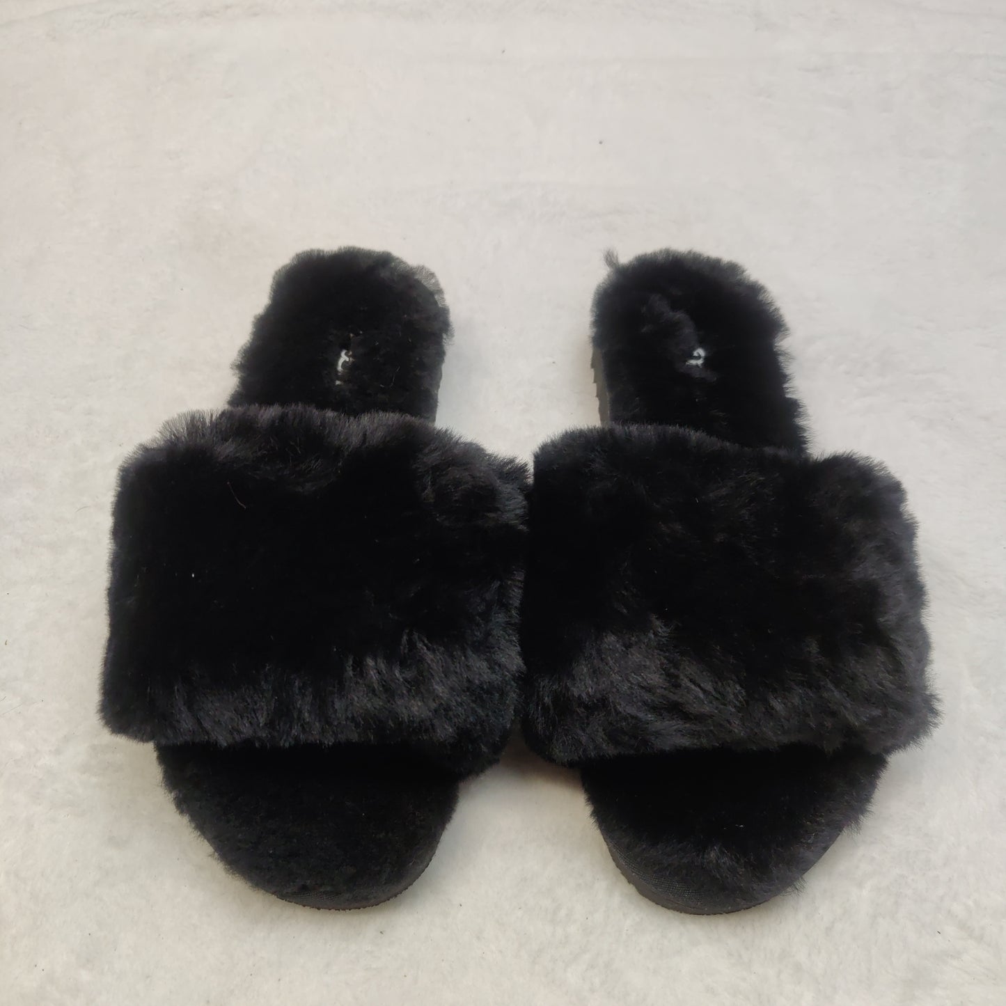 Ugg Black Fur Flat Slip-On Slopes Slippers Silder Men UK 10 EU 43