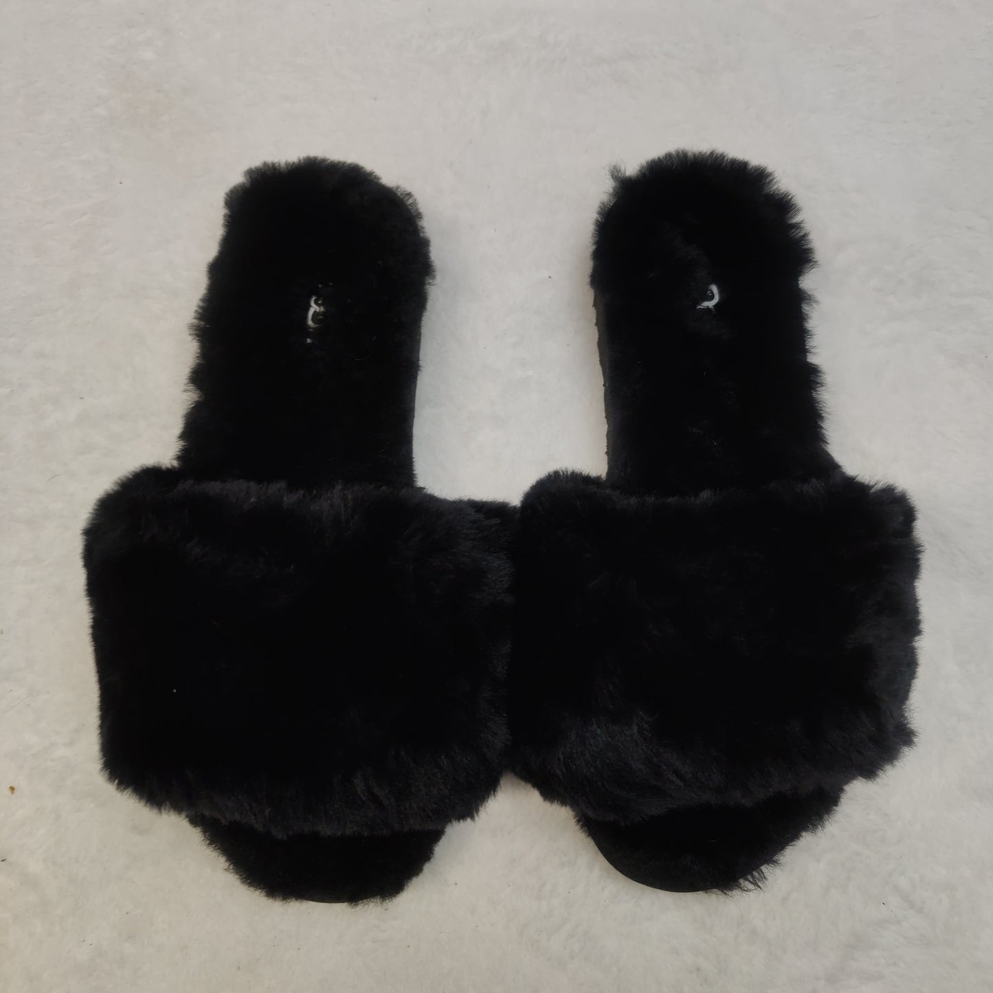 Ugg Black Fur Flat Slip-On Slopes Slippers Silder Men UK 10 EU 43