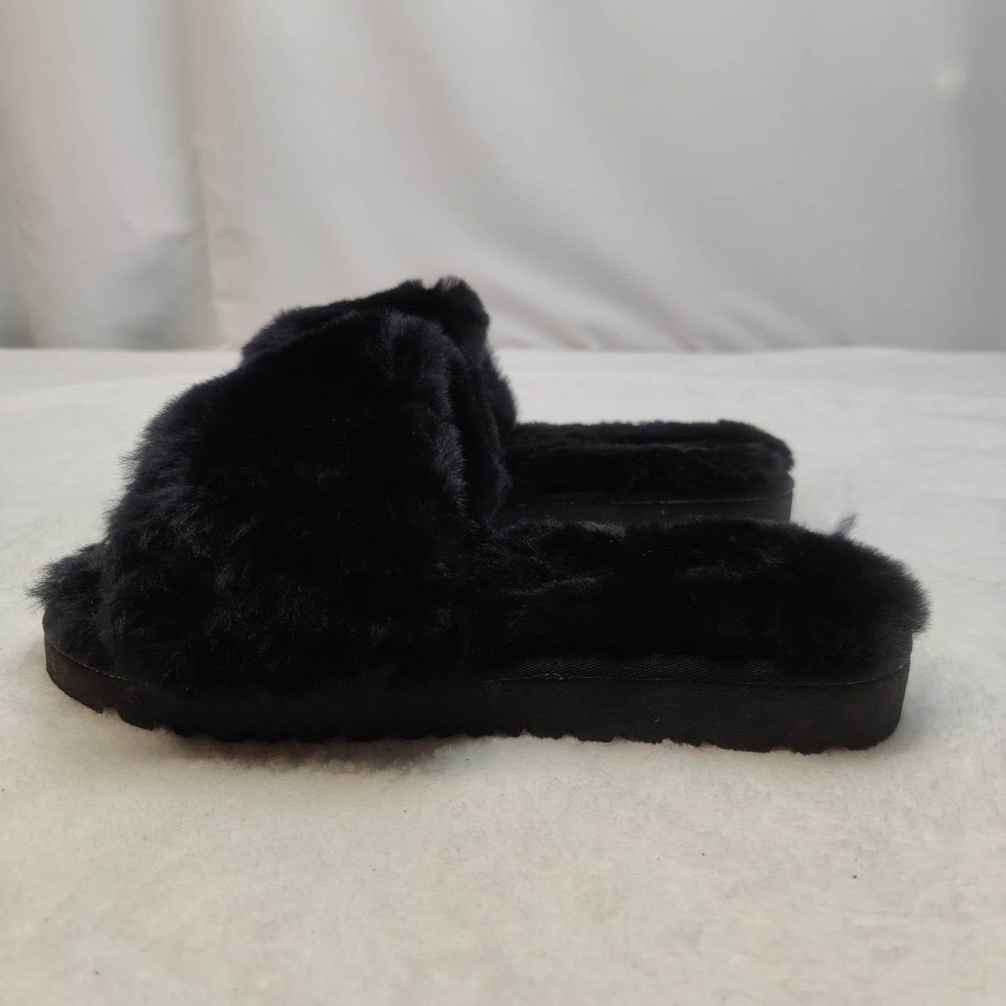 Ugg Black Fur Flat Slip-On Slopes Slippers Silder Men UK 10 EU 43