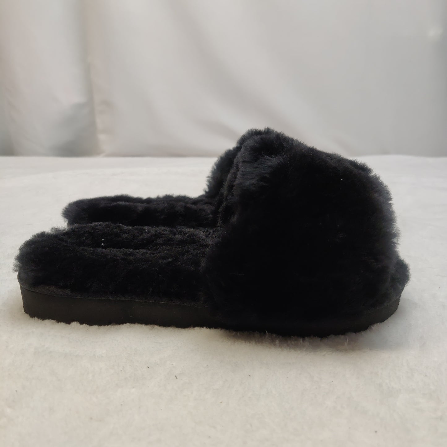 Ugg Black Fur Flat Slip-On Slopes Slippers Silder Men UK 10 EU 43