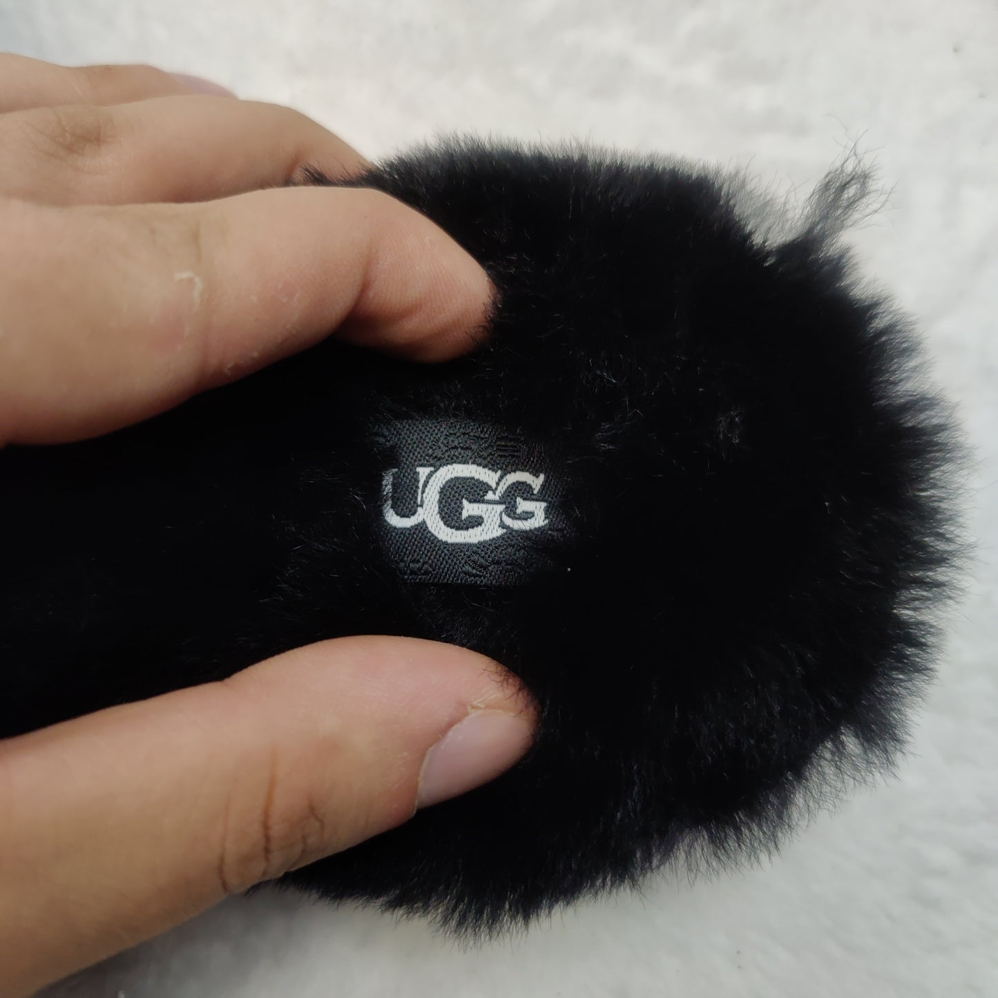 Ugg Black Fur Flat Slip-On Slopes Slippers Silder Men UK 10 EU 43