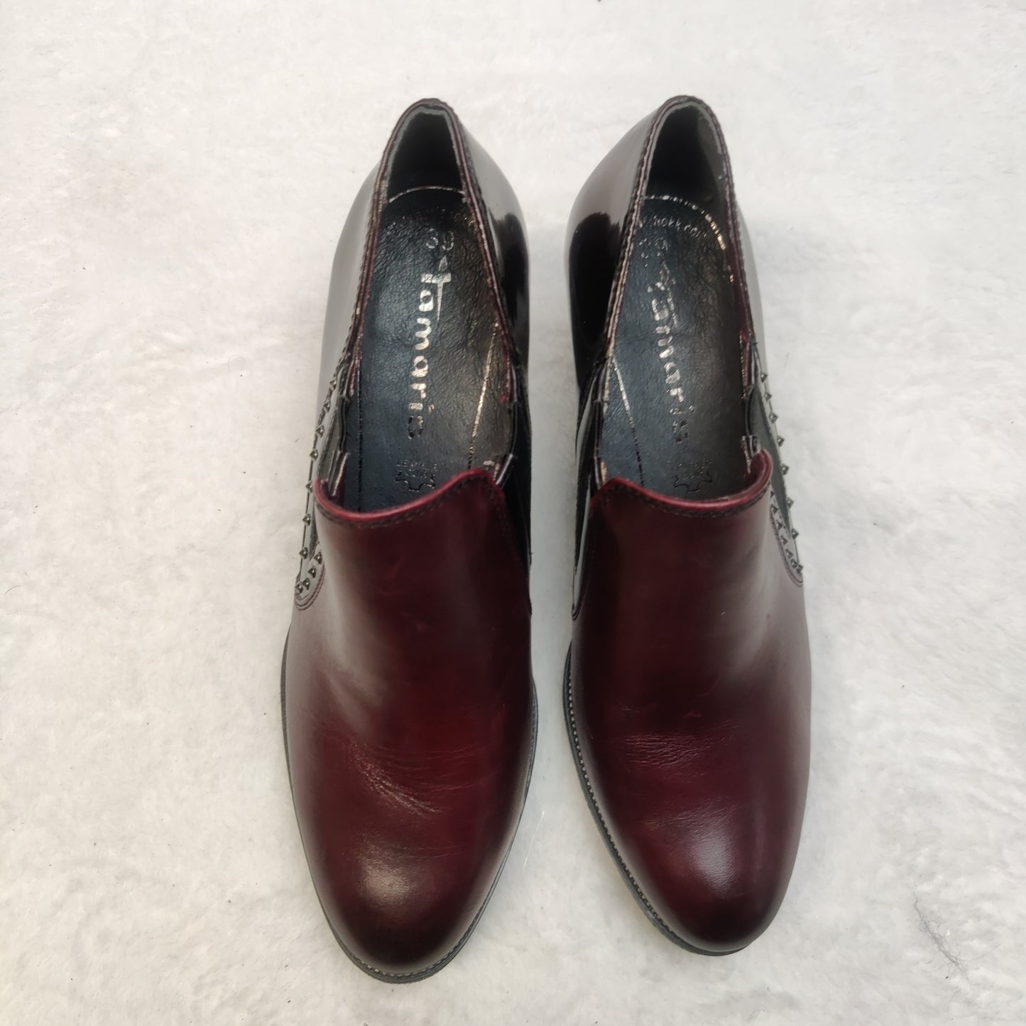 Tamaris Brown Leather Court Heels Shoes Women Size UK 6 EU 39