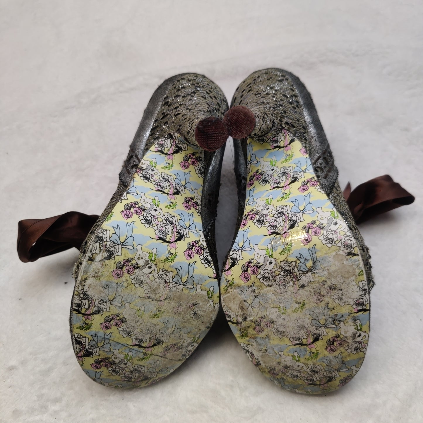 Irregular Choice Black & Gold Court Heels Bow Ankle Boots Women UK 6 EU 39