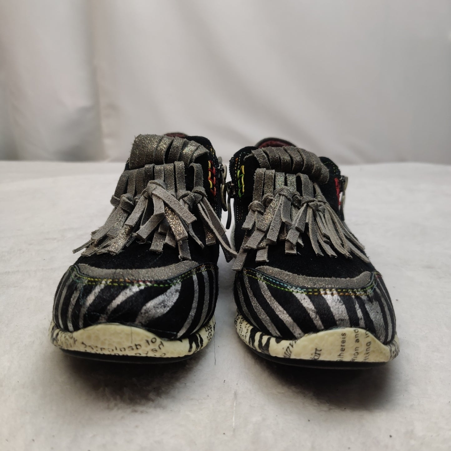 Laura Vita Limited Black/Silver Leather Sneaker Shoes Women UK 6 EU 39