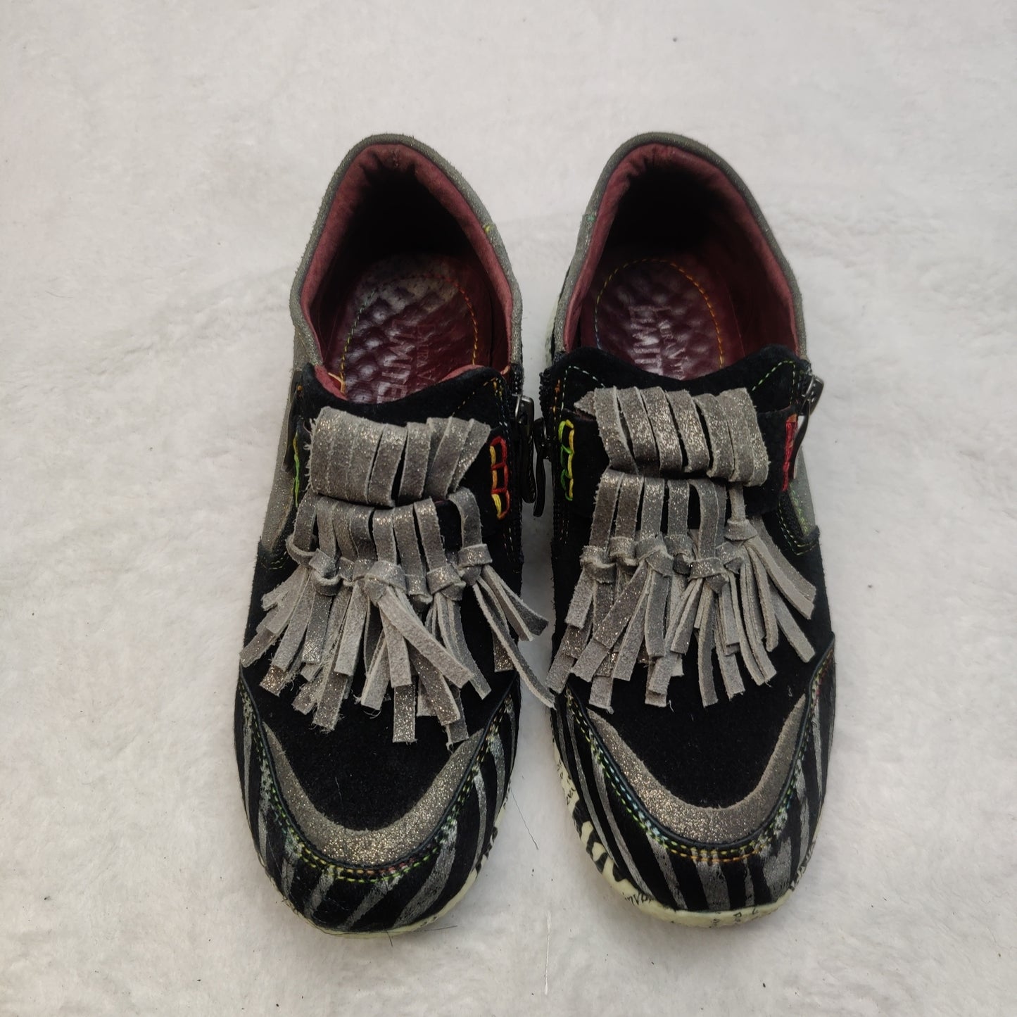 Laura Vita Limited Black/Silver Leather Sneaker Shoes Women UK 6 EU 39