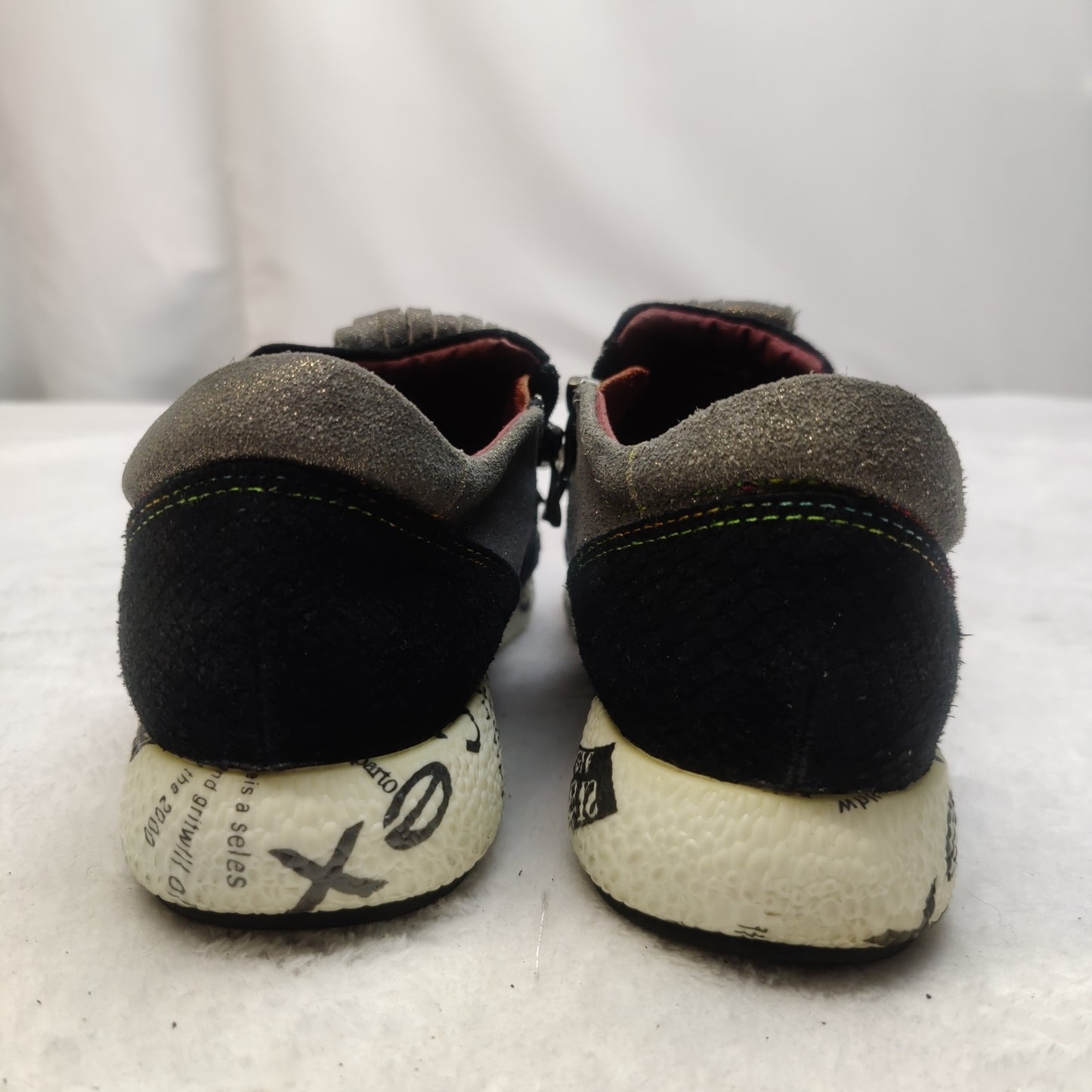 Laura Vita Limited Black/Silver Leather Sneaker Shoes Women UK 6 EU 39