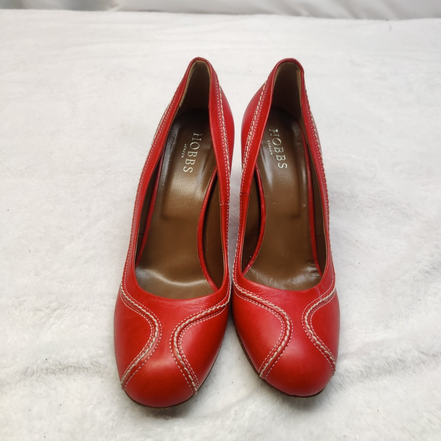 Hobbs London Red Leather Court Heels Shoes Women Size UK 5.5 EU 38.5