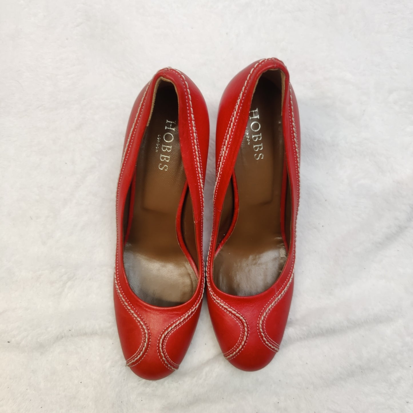 Hobbs London Red Leather Court Heels Shoes Women Size UK 5.5 EU 38.5