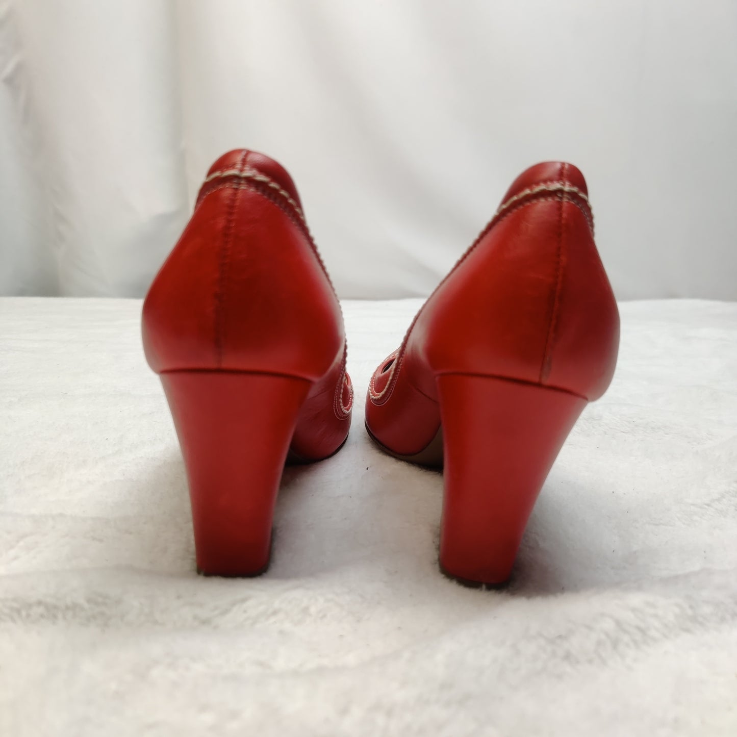 Hobbs London Red Leather Court Heels Shoes Women Size UK 5.5 EU 38.5