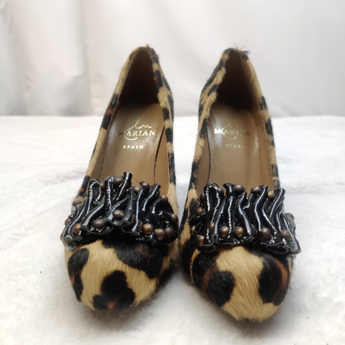 Marian Spain Vintage Leather Leopard Court Heels Shoes Women UK 3 EU 35
