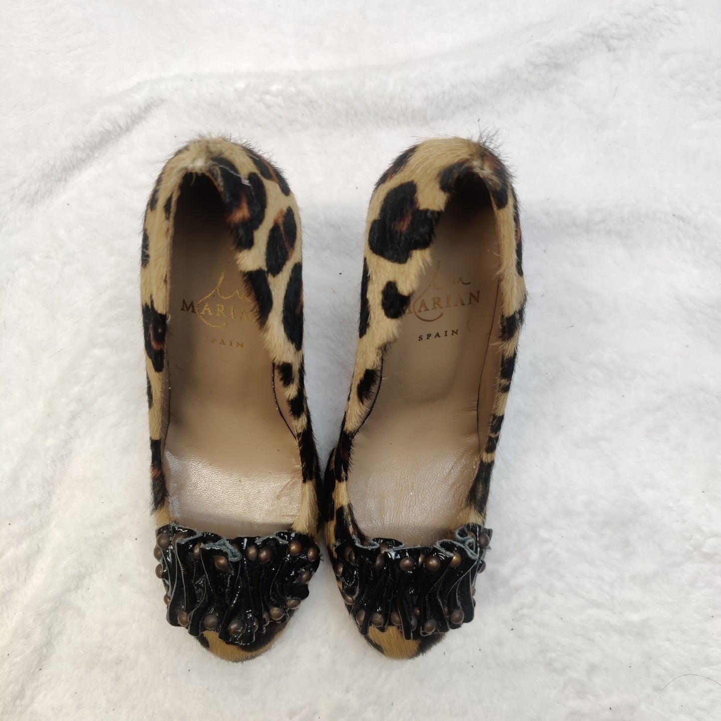 Marian Spain Vintage Leather Leopard Court Heels Shoes Women UK 3 EU 35