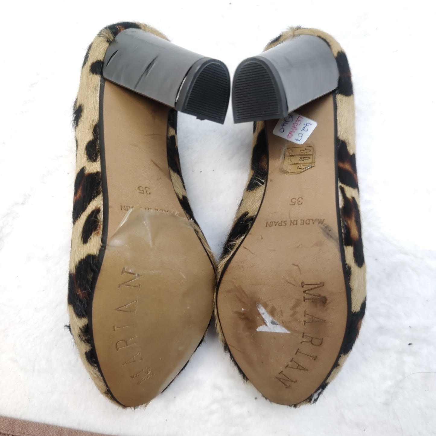 Marian Spain Vintage Leather Leopard Court Heels Shoes Women UK 3 EU 35