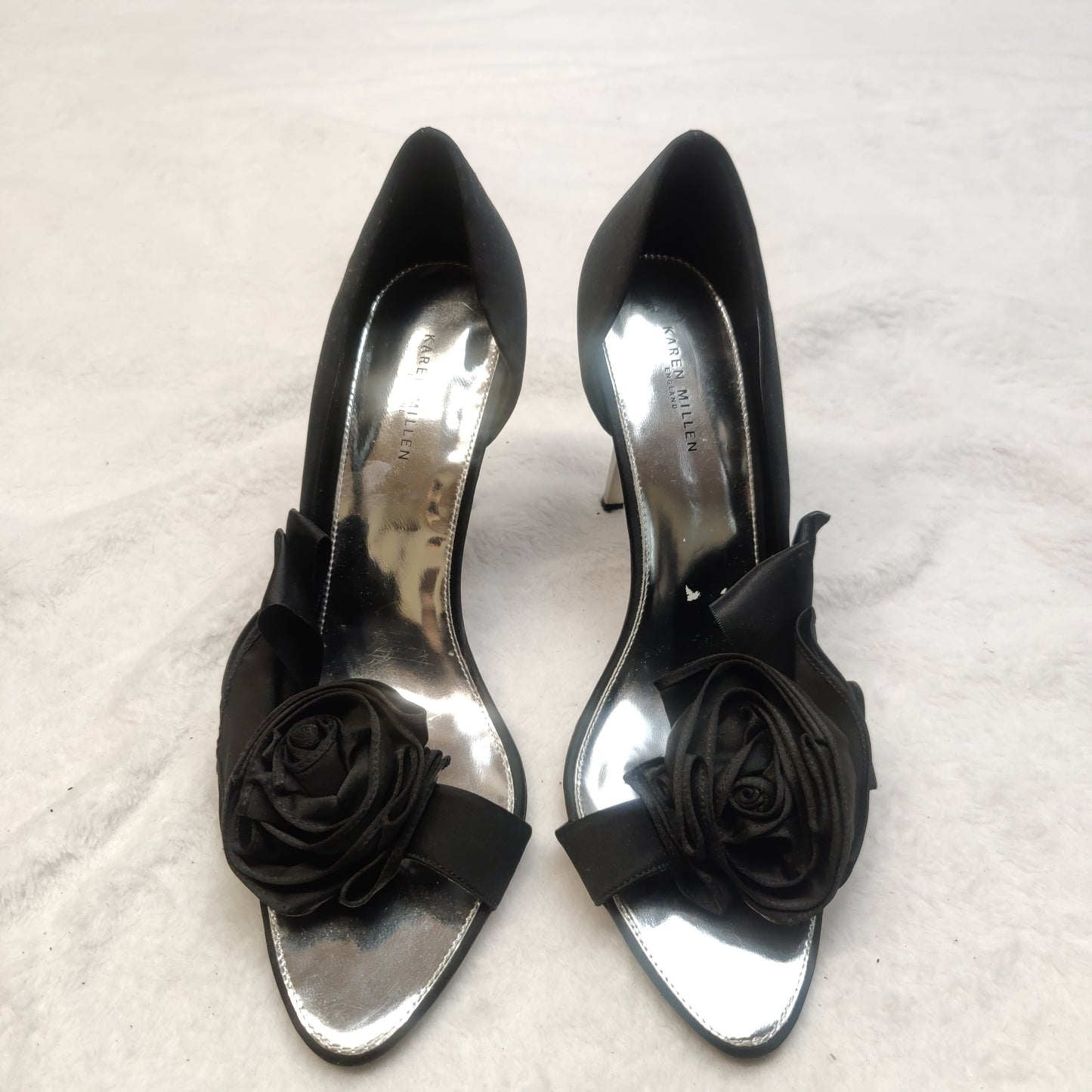 Karen Millen England Black D'Orsay Heels Shoes Women UK 7 EU 41