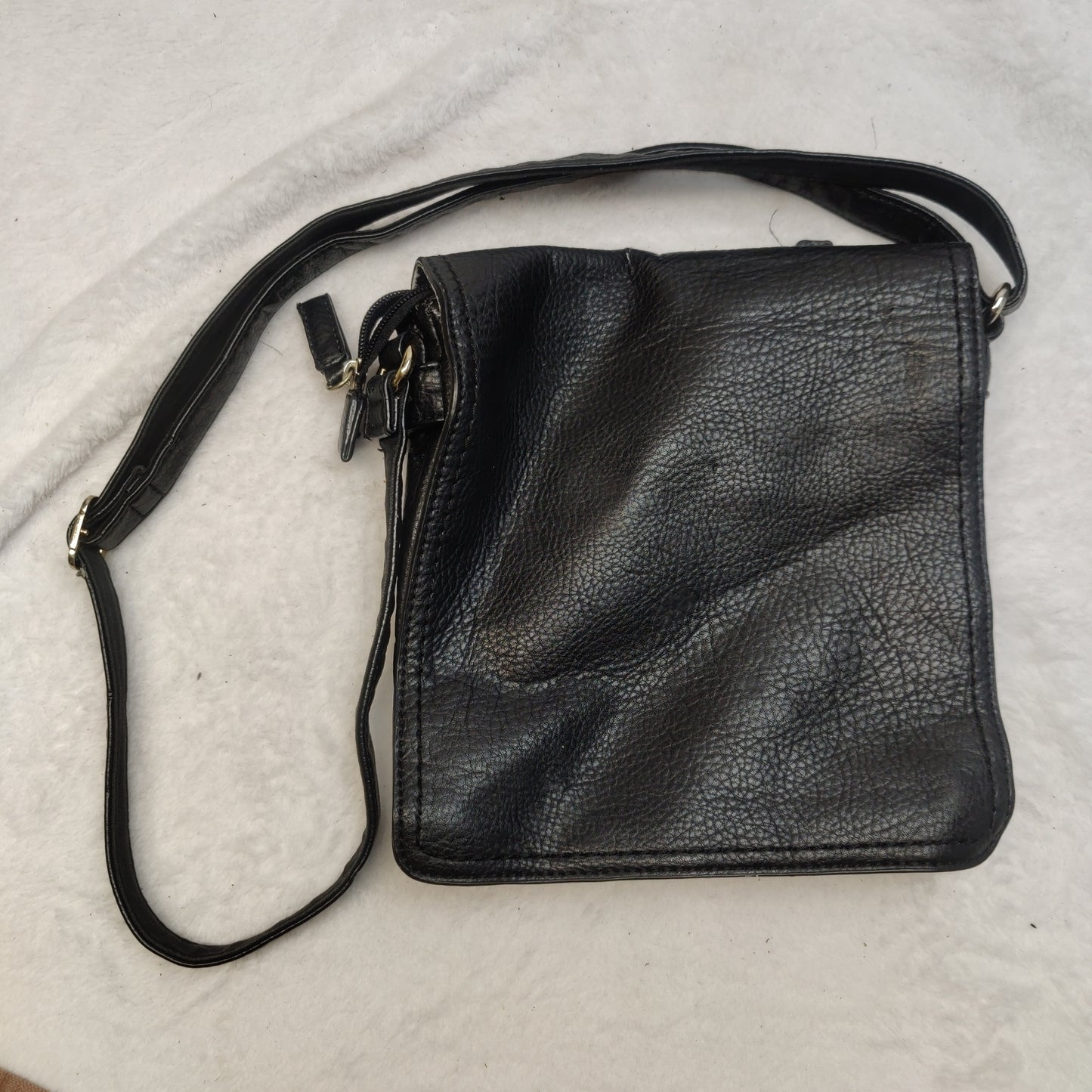 David Jones Paris Black Leather Crossbody Bag Women One Size