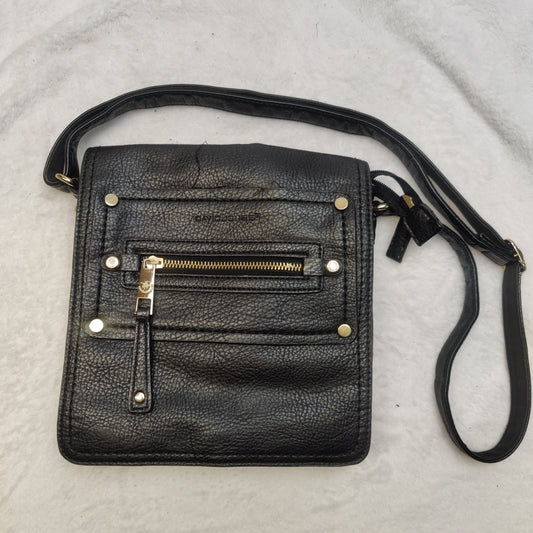 David Jones Paris Black Leather Crossbody Bag Women One Size