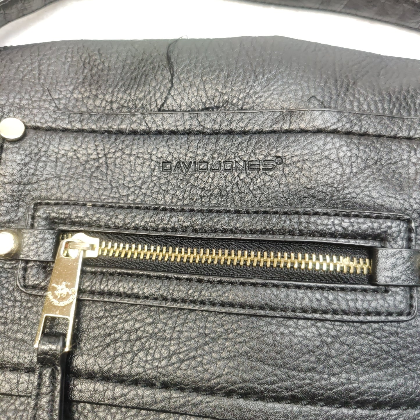 David Jones Paris Black Leather Crossbody Bag Women One Size