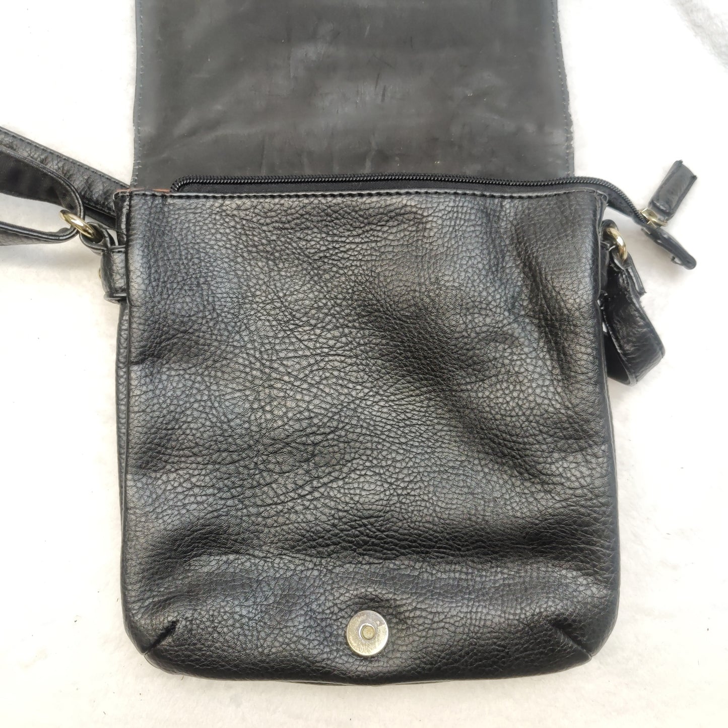 David Jones Paris Black Leather Crossbody Bag Women One Size