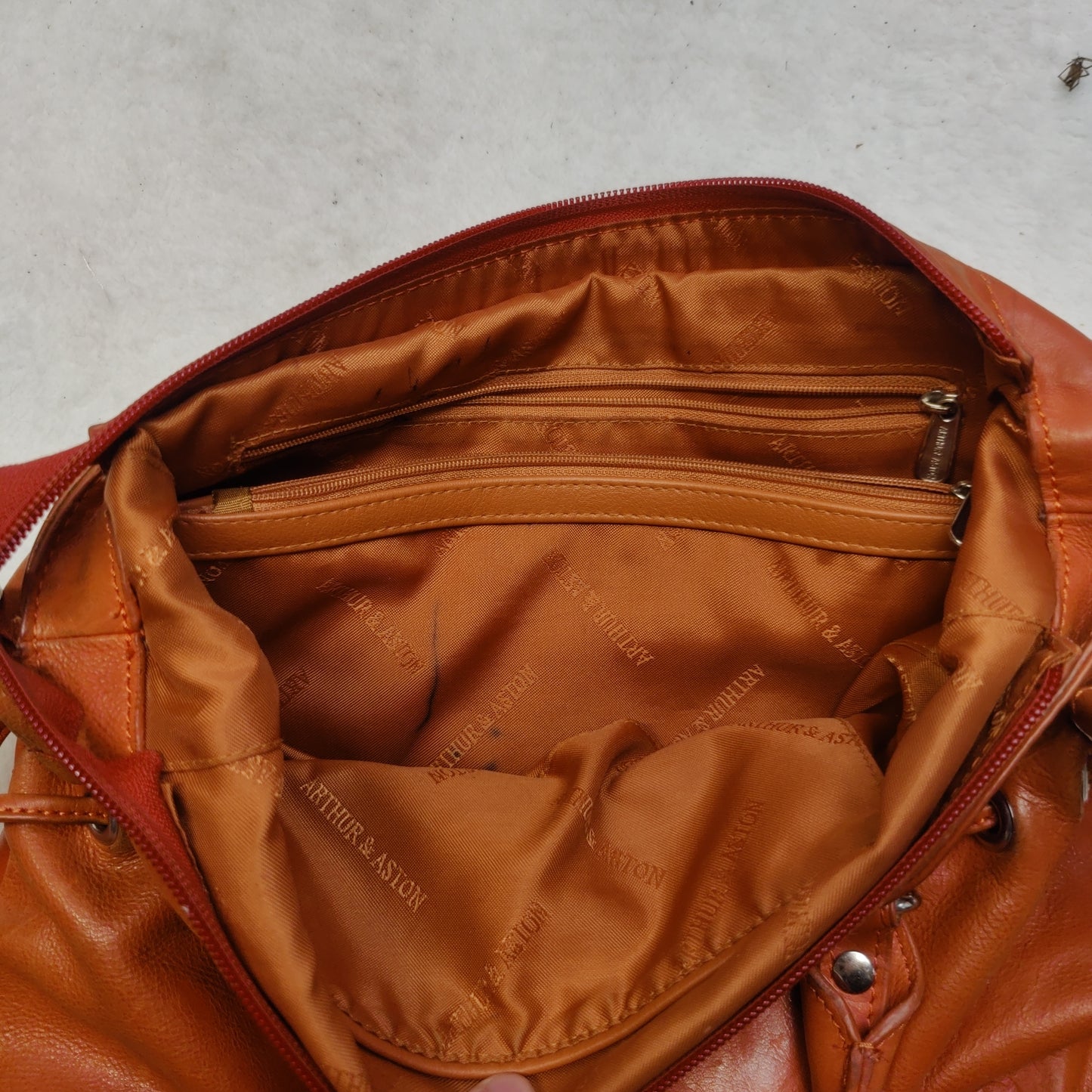 Arthur & Aston Orange Leather Crossbody Handbag Shoulder Bag Women