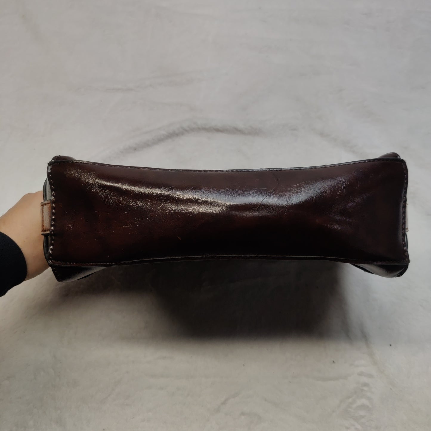 Banned Apparel Vintage Black Brown Retro Leather Satchel Top Handle Handbag