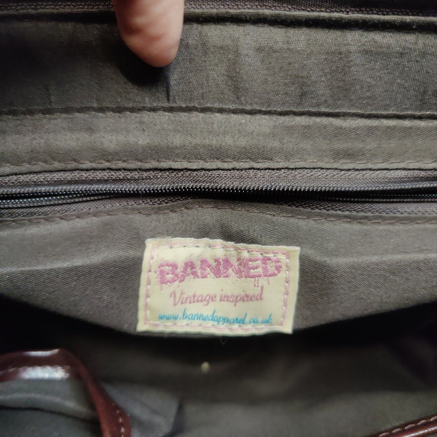 Banned Apparel Vintage Black Brown Retro Leather Satchel Top Handle Handbag