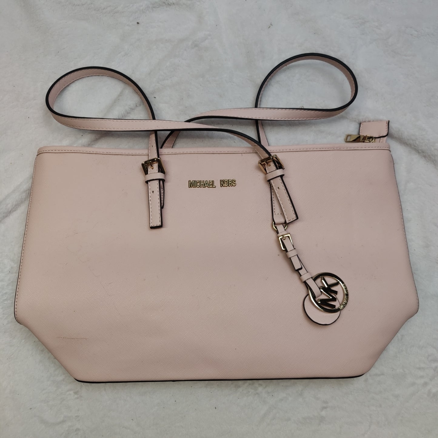 Michael Kors Light Pink Leather Shoulder Tote Bag Handbag Women