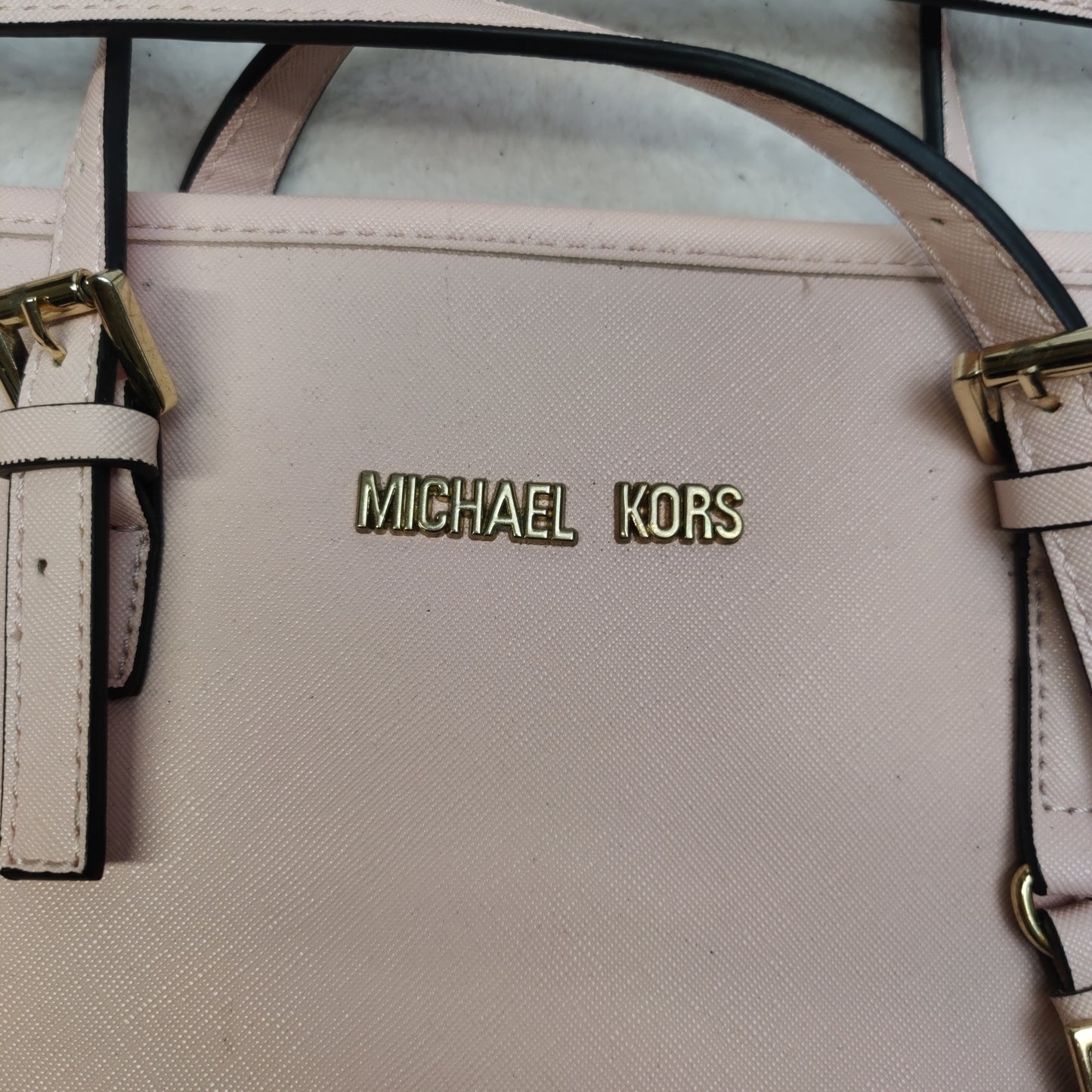 Michael Kors Light Pink Leather Shoulder Tote Bag Handbag Women