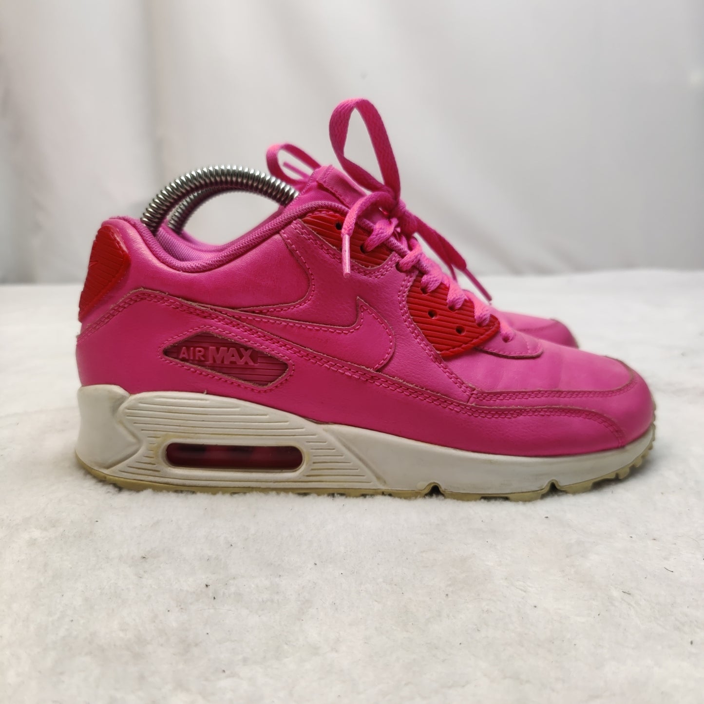 Nike Air Max 90 Pink Leather Sneaker Trainers Shoes Women UK 5.5 ~ 724852-600