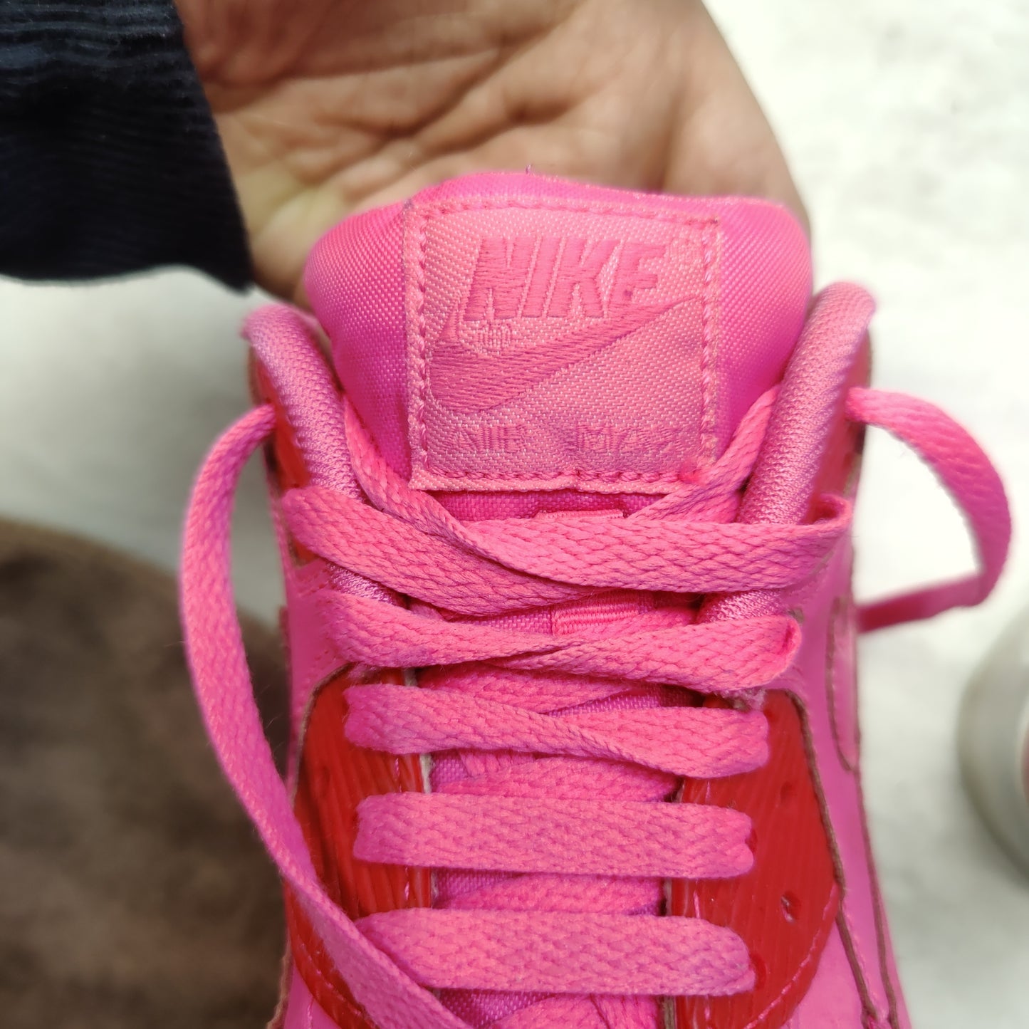 Nike Air Max 90 Pink Leather Sneaker Trainers Shoes Women UK 5.5 ~ 724852-600