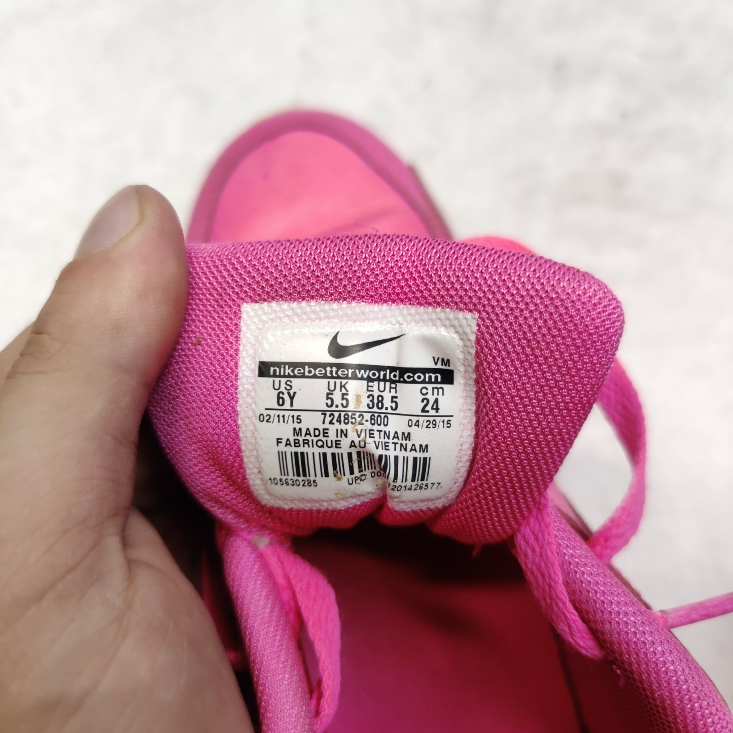 Nike Air Max 90 Pink Leather Sneaker Trainers Shoes Women UK 5.5 ~ 724852-600