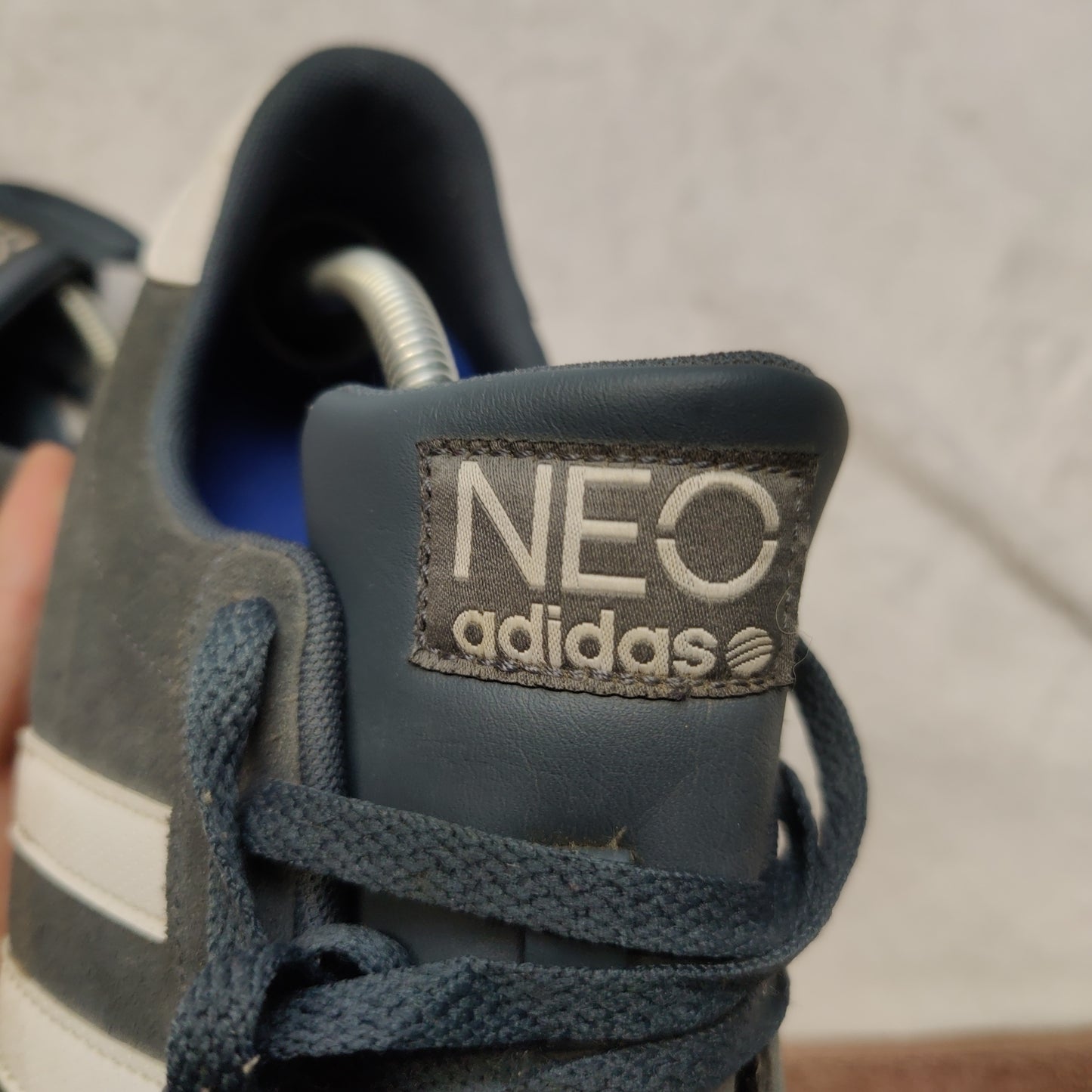 Adidas Neo Navy Blue Suede Leather Sneaker Trainers Shoes Men UK 10 EU 44.5