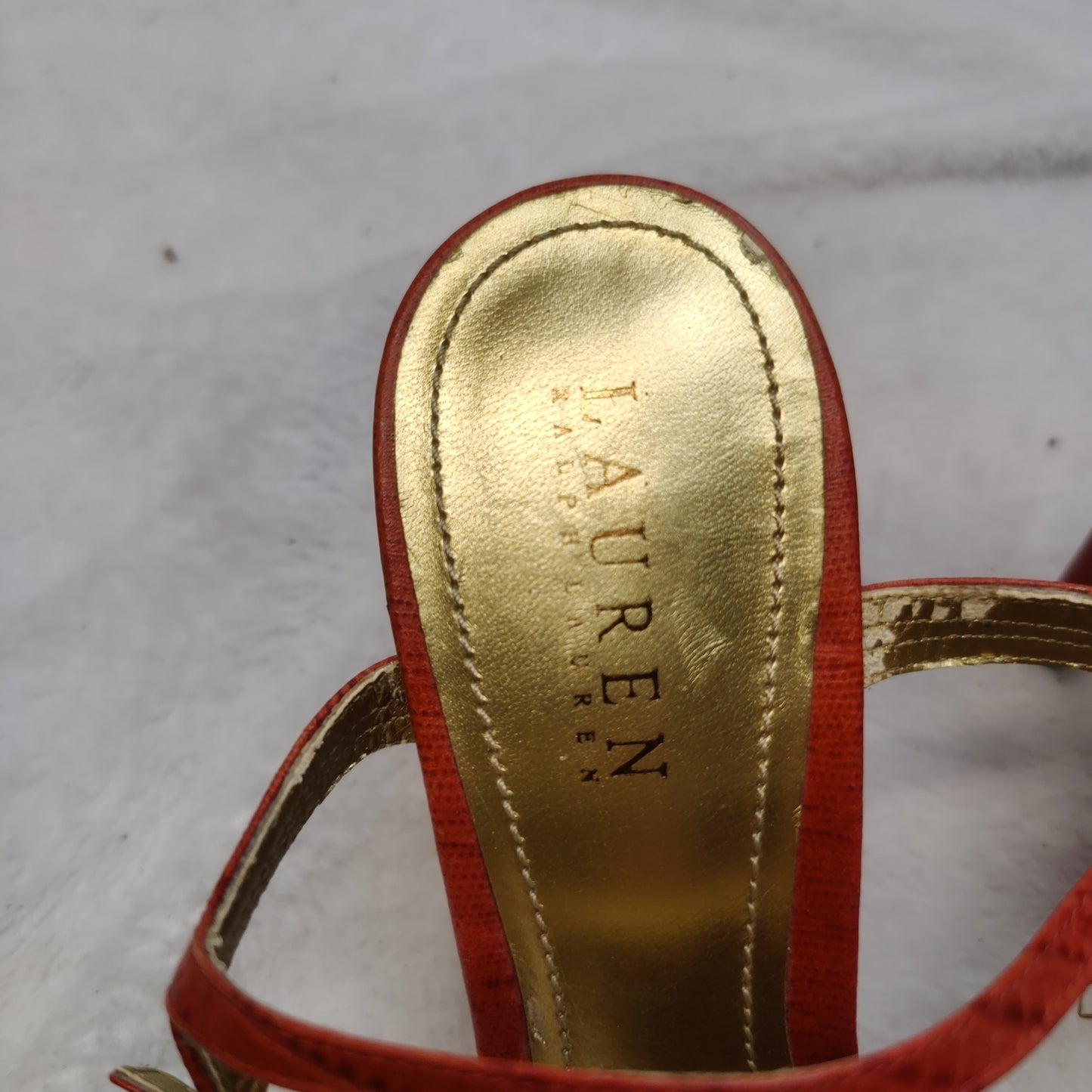 Ralph Lauren Orange Gold Strappy Heels Shoes Women Size UK 6.5 EU 39.5