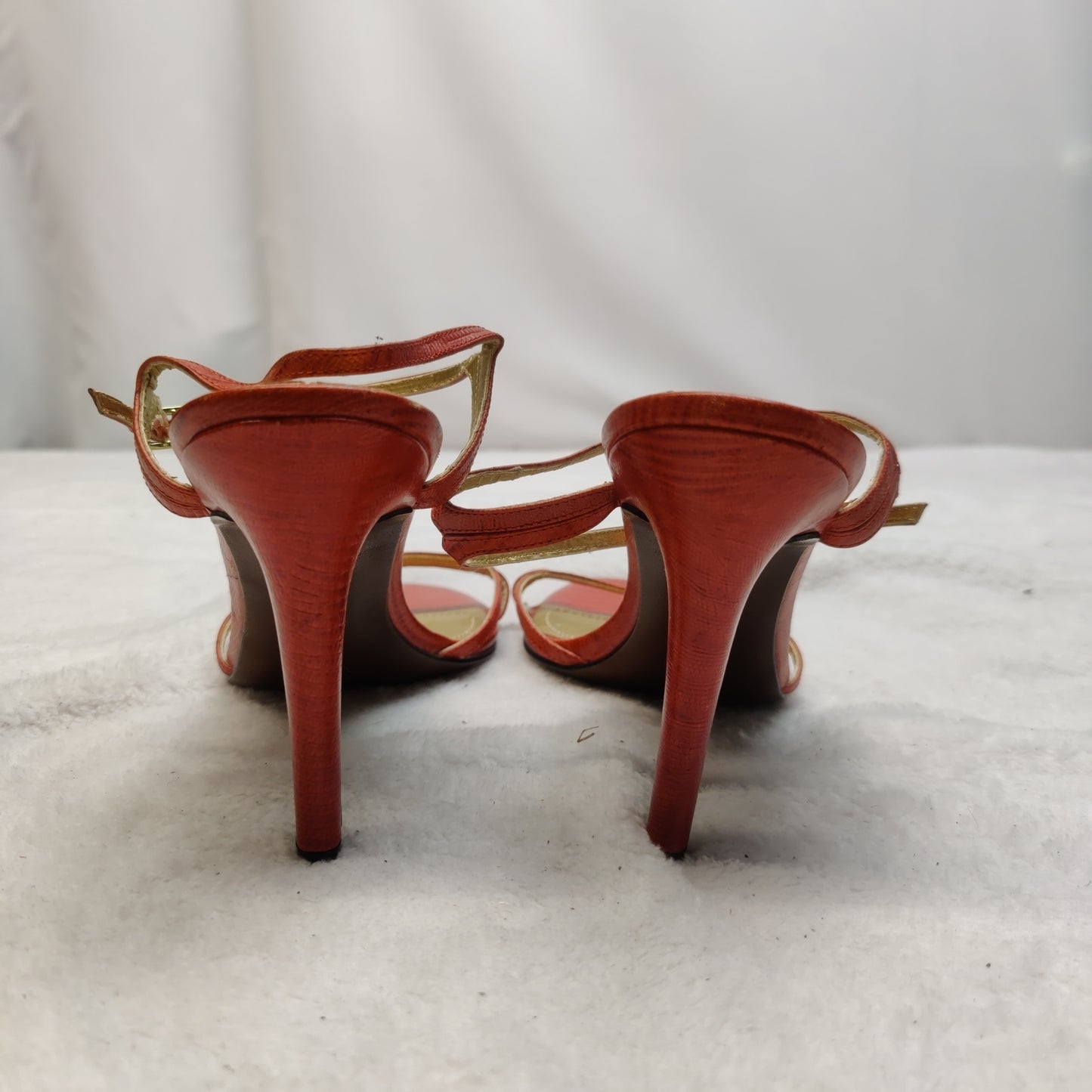 Ralph Lauren Orange Gold Strappy Heels Shoes Women Size UK 6.5 EU 39.5