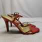 Ralph Lauren Orange Gold Strappy Heels Shoes Women Size UK 6.5 EU 39.5