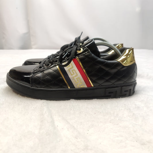 Reginald Black Gold Leather Sneaker Trainers Shoes Men UK 8 EU 42