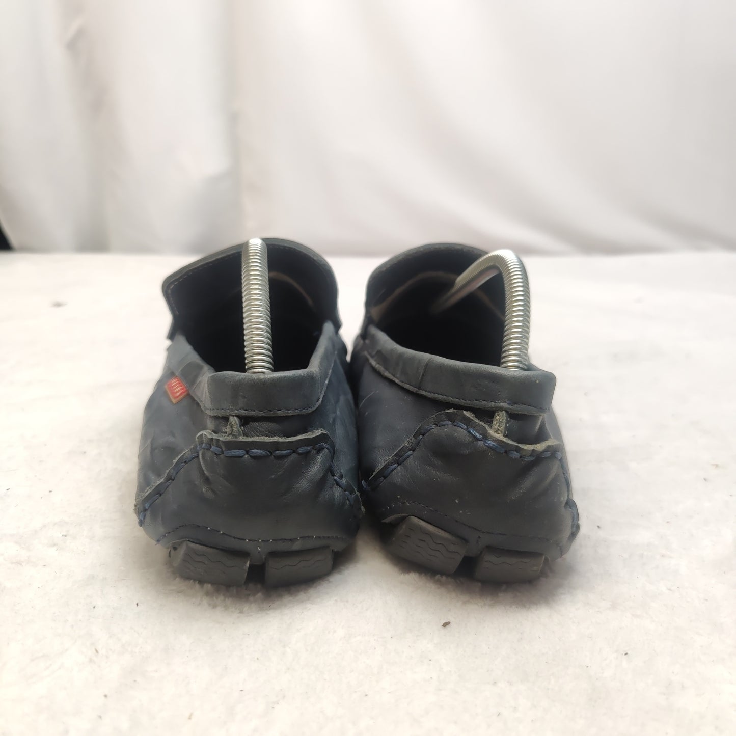 Prada Vintage Navy Blue Leather Moccasin Loafer Casual Shoes Size UK 8 EU 42