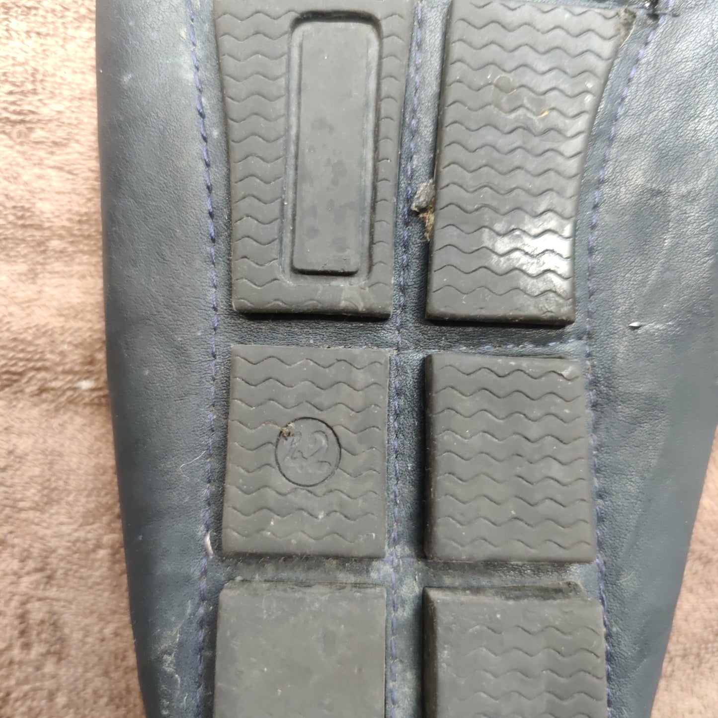 Prada Vintage Navy Blue Leather Moccasin Loafer Casual Shoes Size UK 8 EU 42