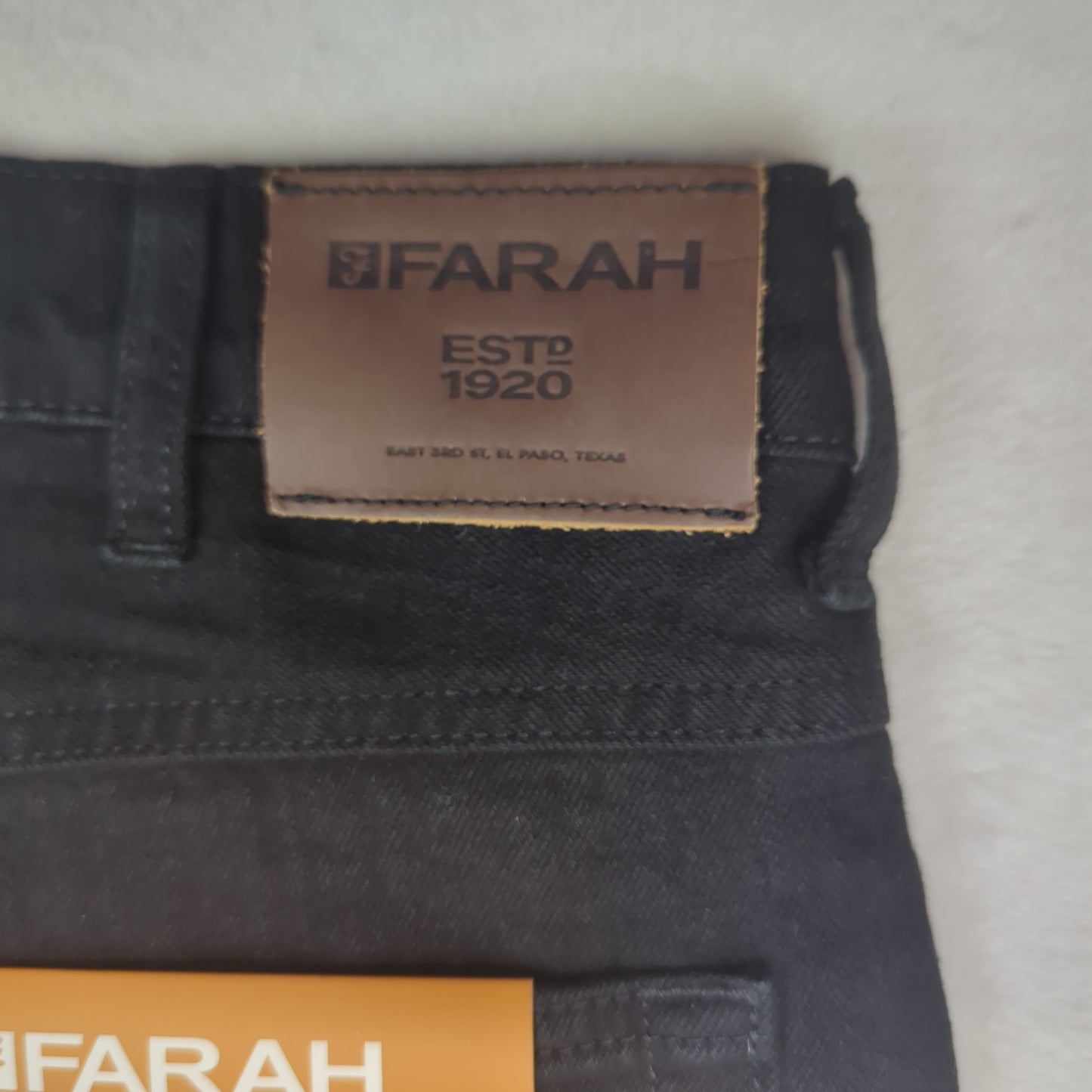 Farah Black Straight Stretch Denim Jeans Men W34 L34 ~ NWT