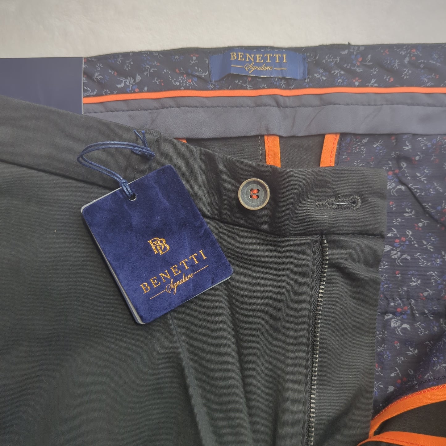 Benetti Signature Elton Grey Chino Trousers Men W36 L32