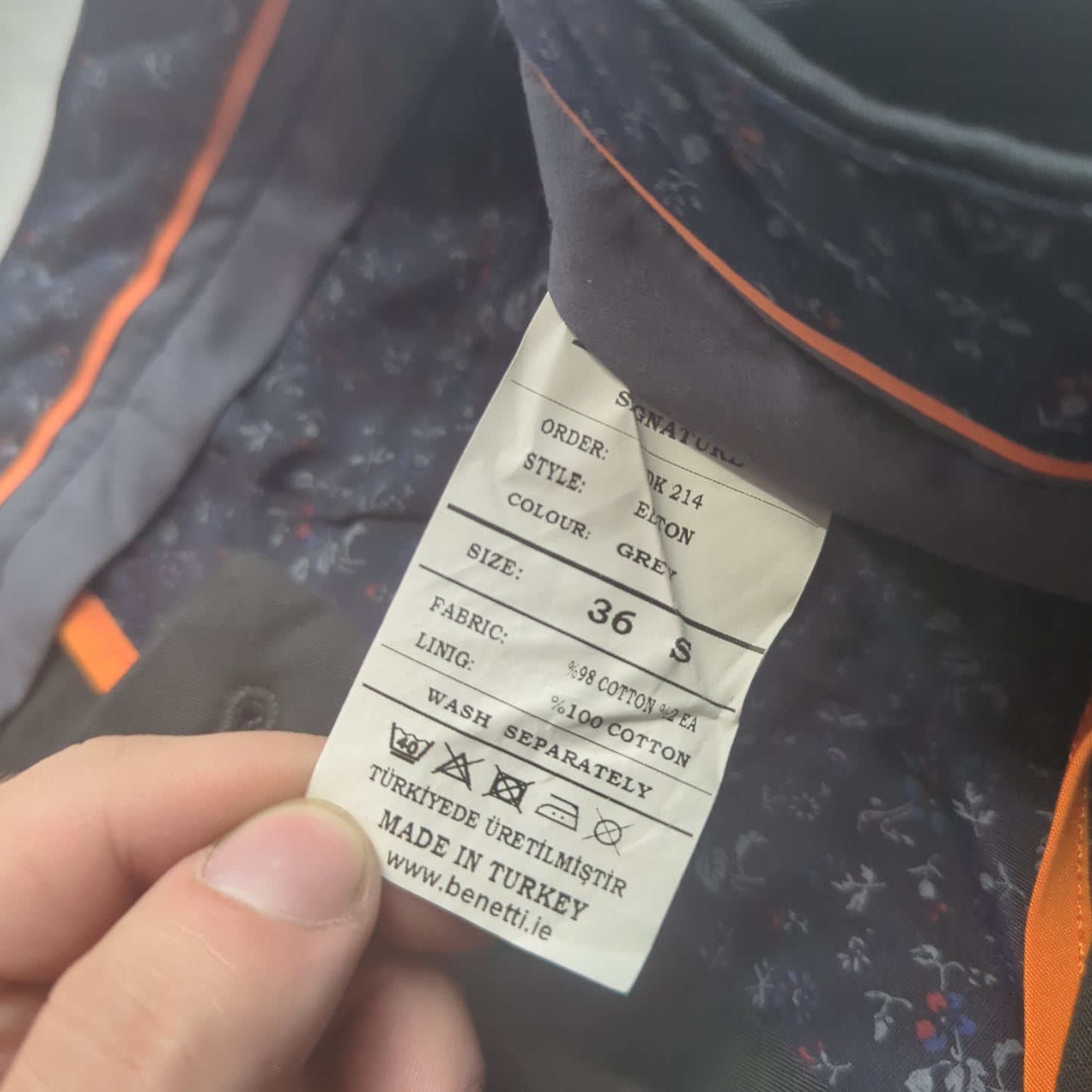 Benetti Signature Elton Grey Chino Trousers Men W36 L32