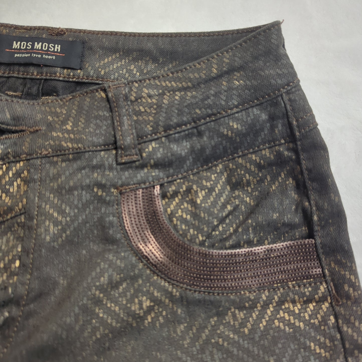 Mos Mosh Black Gold Shinny Skinny Jeans Women W28 L32