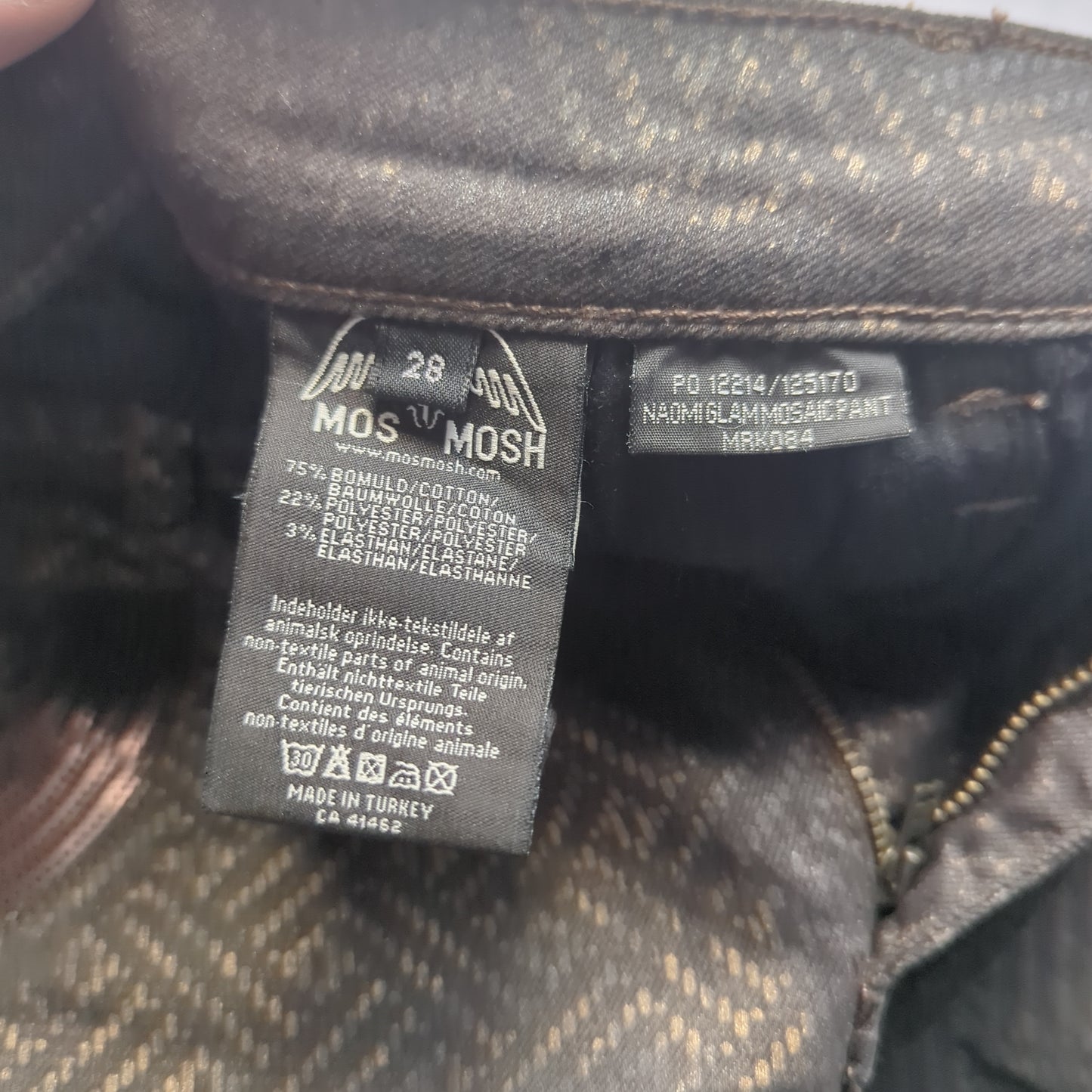 Mos Mosh Black Gold Shinny Skinny Jeans Women W28 L32